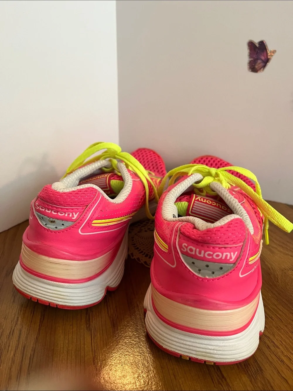 Saucony Hot Pink and Neon Yellow Women's Running Shoes